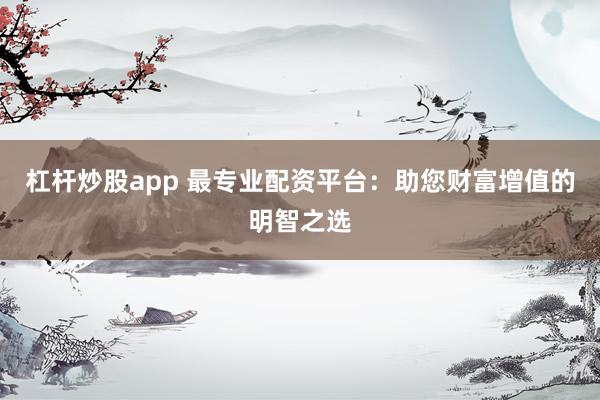 杠杆炒股app 最专业配资平台：助您财富增值的明智之选