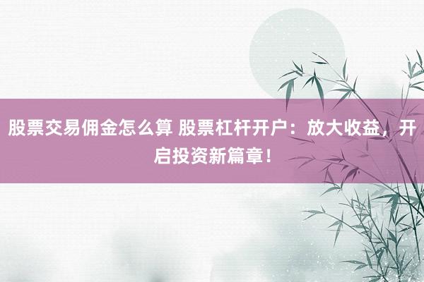 股票交易佣金怎么算 股票杠杆开户：放大收益，开启投资新篇章！