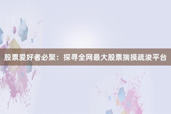 股票爱好者必聚：探寻全网最大股票揣摸疏浚平台