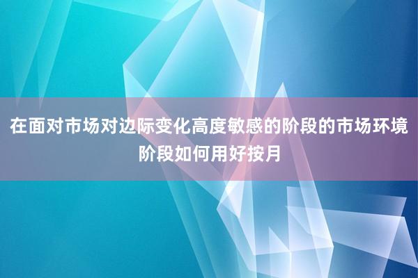 在面对市场对边际变化高度敏感的阶段的市场环境阶段如何用好按月