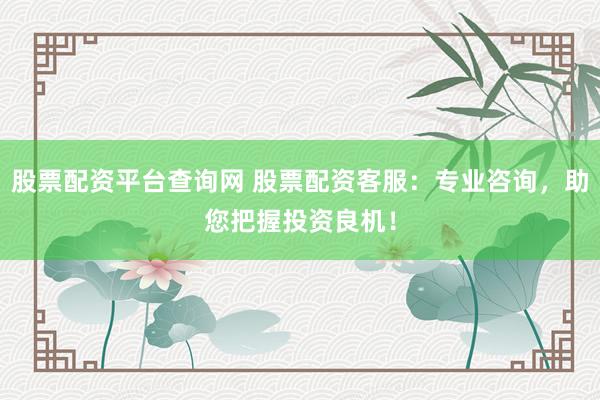 股票配资平台查询网 股票配资客服：专业咨询，助您把握投资良机！